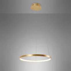 LED-Pendelleuchte, goldfarben, Leuchtring, warmweiße Lichtfarbe, modern