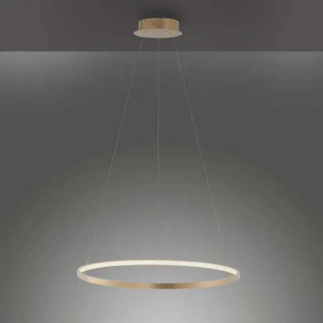 LED-Pendelleuchte, gold farben, Ring Leuchtring Ø60cm, warmweiß
