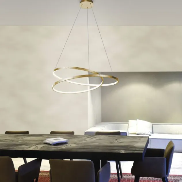 LED-Pendelleuchte, gold, warmweiße Lichtfarbe, inkl. Dimmfunktion, modern