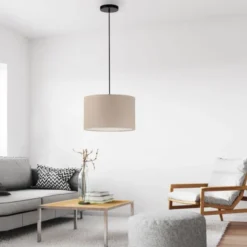 LED Pendelleuchte GREEN beige Cord Lampenschirm Esszimmer Küche