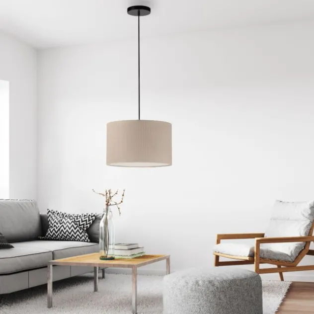 LED Pendelleuchte GREEN beige Cord Lampenschirm Esszimmer Küche