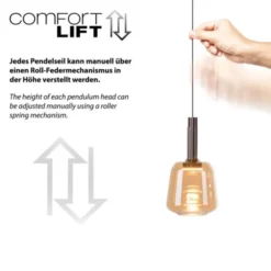 LED Pendelleuchte höhenverstellbar per Lift 3 flammig dimmbar Memoryfunktion