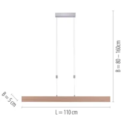LED-Pendelleuchte, Holzdekor, höhenverstellbar, CCT-Farbmanagement, dimmbar