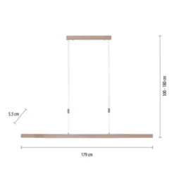LED Pendelleuchte, Holzdekor-Optik, Lichtfarbensteuerung (CCT), ausziehbar