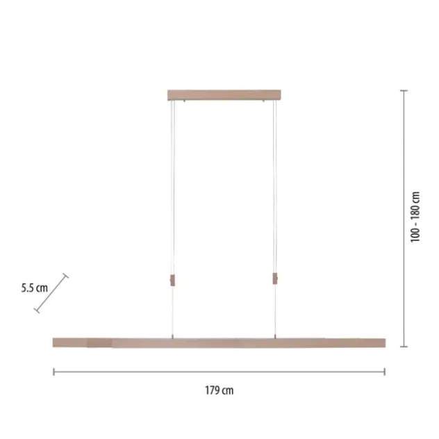 LED Pendelleuchte, Holzdekor-Optik, Lichtfarbensteuerung (CCT), ausziehbar
