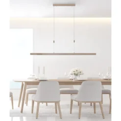 LED Pendelleuchte, Holzdekor-Optik, Lichtfarbensteuerung (CCT), ausziehbar