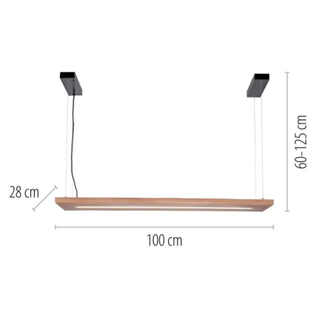 LED-Pendelleuchte, holz-natur, CCT, dimmbar, Memory, IP20
