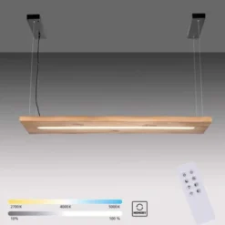 LED-Pendelleuchte, holz-natur, CCT, dimmbar, Memory, IP20