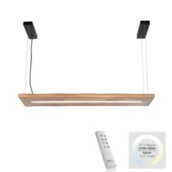 LED-Pendelleuchte, holz-natur, CCT, dimmbar, Memory, IP20