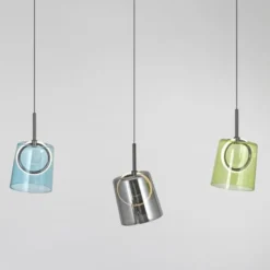 LED Pendelleuchte länglich 3 flammig mehrfarbig Metallfarbe Kaffee