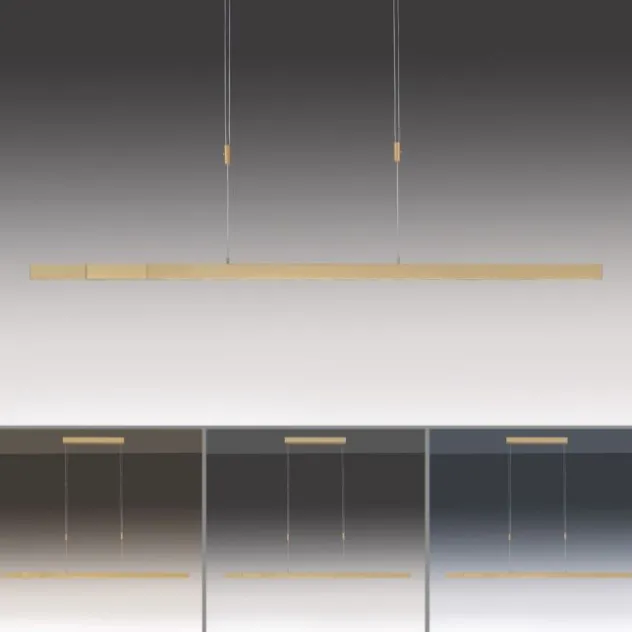 LED Pendelleuchte, messing matt, lineares, filigranes Design, Touchdimmer