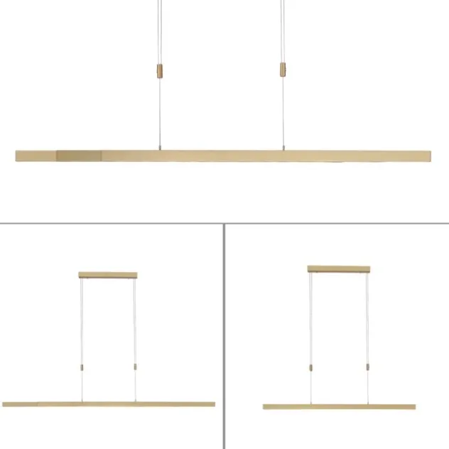 LED Pendelleuchte, messing matt, lineares, filigranes Design, Touchdimmer
