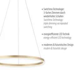 LED Pendelleuchte messing matt rund Ø60cm dimmbar Switchmo warmweiß