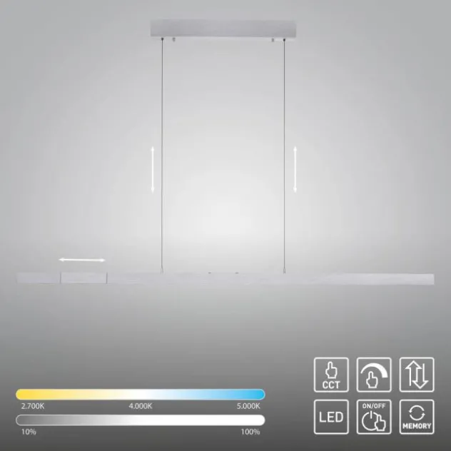 LED Pendelleuchte mit Comfort Lift, aluminium, höhenverstellbar, ausziehbar