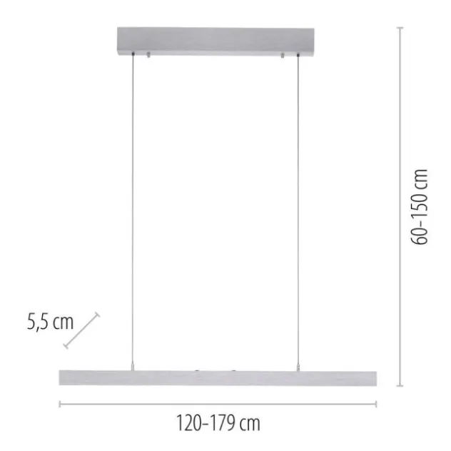 LED Pendelleuchte mit Comfort Lift, aluminium, höhenverstellbar, ausziehbar