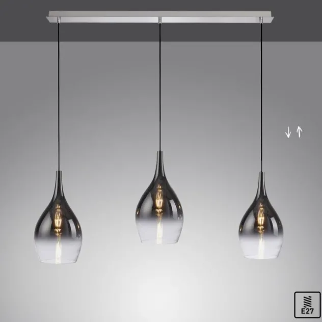 LED Pendelleuchte mit Farbverlauf anthrazit nach weiß 3 flammig Esszimmmer