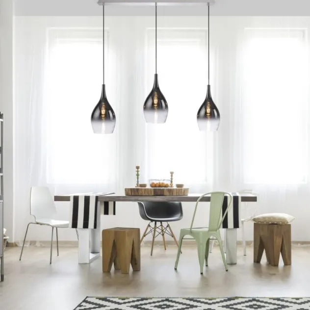 LED Pendelleuchte mit Farbverlauf anthrazit nach weiß 3 flammig Esszimmmer