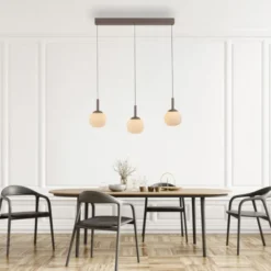 LED Pendelleuchte NAMI, sandfarben, länglich, dimmbar, Comfort-Lift, Memoryfunktion