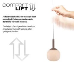 LED Pendelleuchte NAMI, sandfarben, länglich, dimmbar, Comfort-Lift, Memoryfunktion