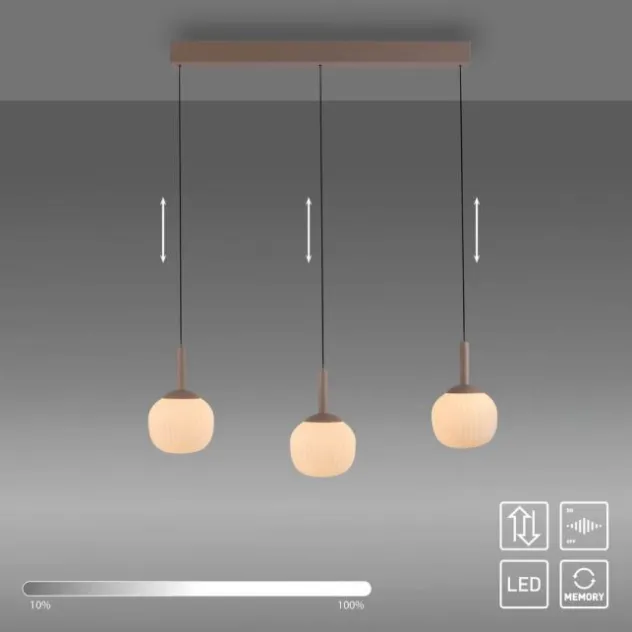 LED Pendelleuchte NAMI, sandfarben, länglich, dimmbar, Comfort-Lift, Memoryfunktion