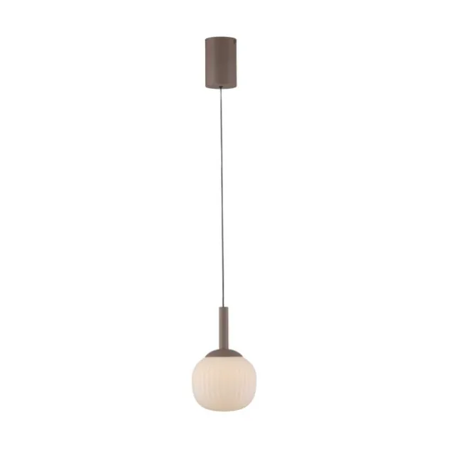 LED Pendelleuchte NAMI, sandfarben, Comfort-Lift, Memoryfunktion, Opalglas