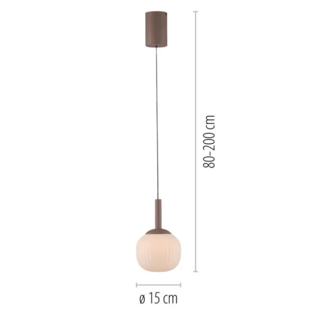 LED Pendelleuchte NAMI, sandfarben, Comfort-Lift, Memoryfunktion, Opalglas