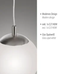 LED Pendelleuchte opal mattem Glas 25cm IP20 Innenleuchte