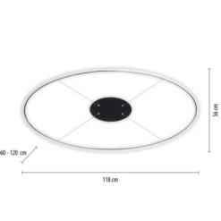 LED Pendelleuchte oval 56x56 anthrazit dimmbar Memoryfunktion