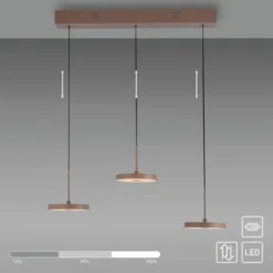LED Pendelleuchte PLATA, sandfarben, 3-flammig, dimmbar, Easy Lift