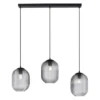 LED Pendelleuchte Rauchglas getönt 3 flammig retro Design oval Esszimmer