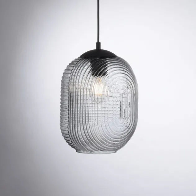 LED Pendelleuchte Rauchglas getönt 3 flammig retro Design oval Esszimmer