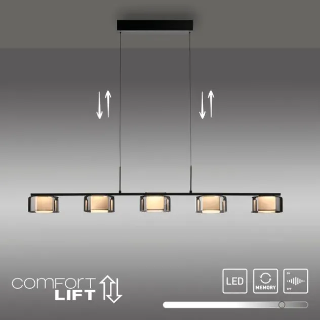 LED Pendelleuchte RIKA schwarz dimmbar höhenverstellbar Memoryfunktion