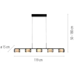 LED Pendelleuchte RIKA schwarz dimmbar höhenverstellbar Memoryfunktion