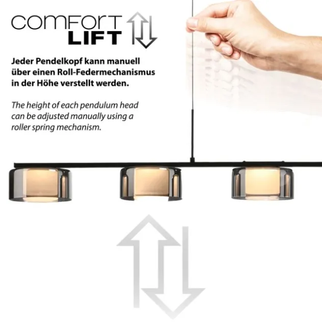 LED Pendelleuchte RIKA schwarz dimmbar höhenverstellbar Memoryfunktion