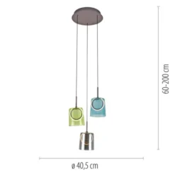 LED Pendelleuchte rund 2 flammig mehrfarbig Metallfarbe Kaffee