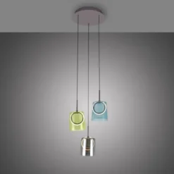 LED Pendelleuchte rund 2 flammig mehrfarbig Metallfarbe Kaffee