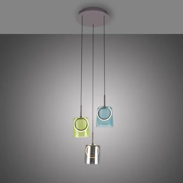 LED Pendelleuchte rund 2 flammig mehrfarbig Metallfarbe Kaffee