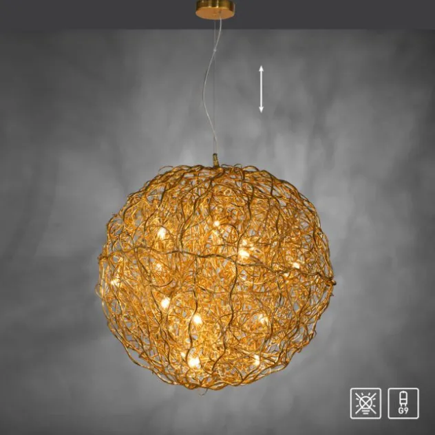 LED Pendelleuchte SAREA goldfarbig aluminium Lichtspiel höhenverstellbar Kunstobjekt