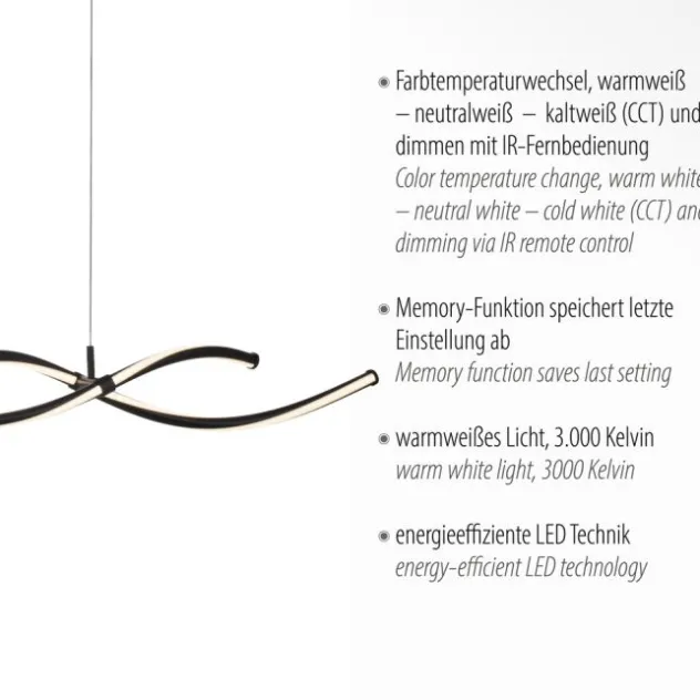 LED Pendelleuchte schwarz dimmbar per Fernbedienung Memoryfunktion CCT