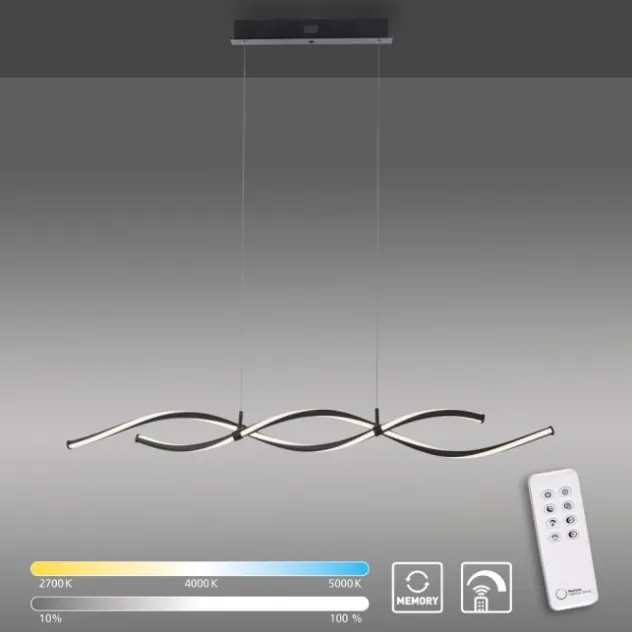 LED Pendelleuchte schwarz dimmbar per Fernbedienung Memoryfunktion CCT
