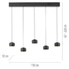 LED Pendelleuchte schwarz 5 flammig höhenverstellbar Esszimmer