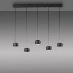 LED Pendelleuchte schwarz 5 flammig höhenverstellbar Esszimmer