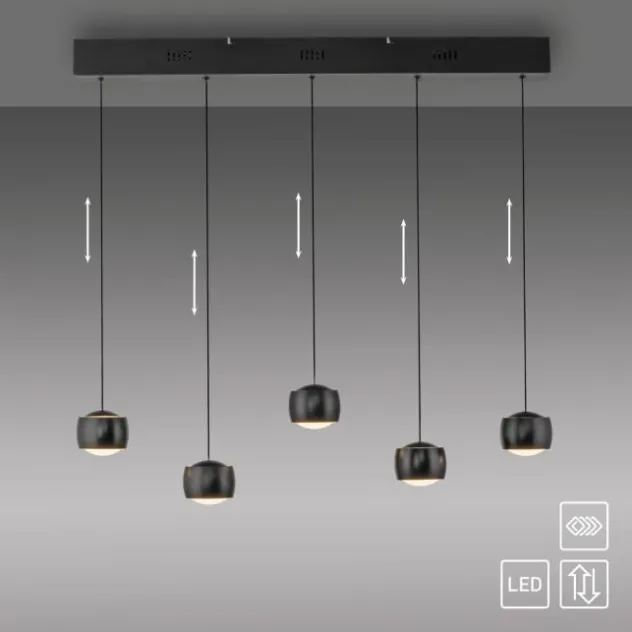LED Pendelleuchte schwarz 5 flammig höhenverstellbar Esszimmer