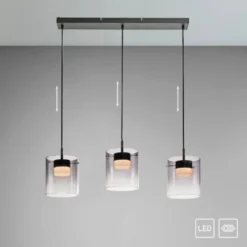 LED Pendelleuchte schwarz 3-flammig dimmbar in 3 Stufen Esszimmer