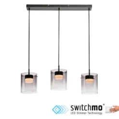 LED Pendelleuchte schwarz 3-flammig dimmbar in 3 Stufen Esszimmer