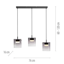 LED Pendelleuchte schwarz 3-flammig dimmbar in 3 Stufen Esszimmer