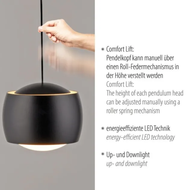 LED Pendelleuchte schwarz 1 flammig höhenverstellbar Esszimmer