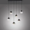 LED Pendelleuchte schwarz 6 flammig Rauchglas modern Wohnlampe