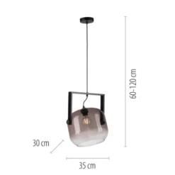 LED Pendelleuchte schwarz 1 flammig Holz Rauchglas höhenverstellbar