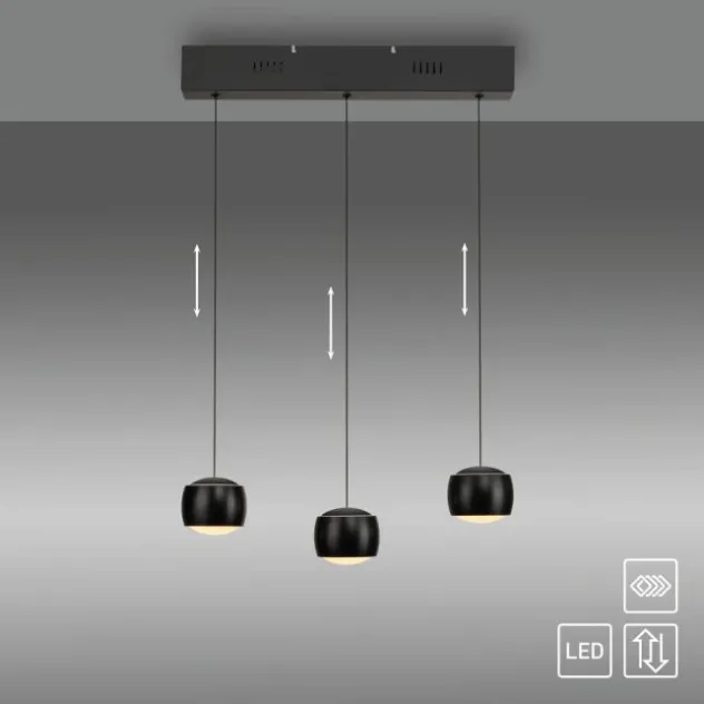 LED Pendelleuchte schwarz 3 flammig höhenverstellbar Esszimmer